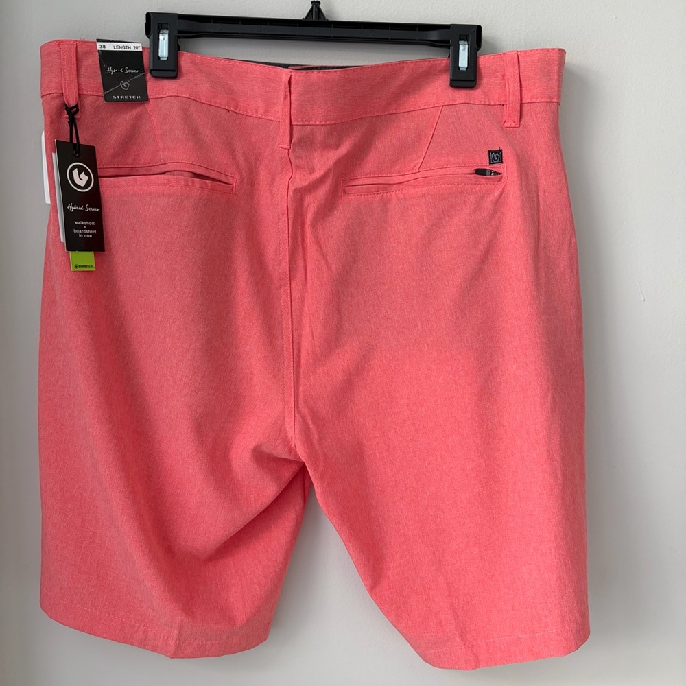 NWT Burnside Coral Flat-Front Men's Board Shorts Sz 38 Hybrid Series Stretch - Picture 2 of 7